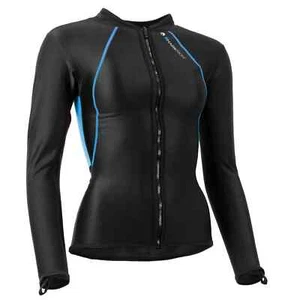 Piel de tiburón - Camisa manga larga a prueba de frío cremallera completa - Azul - Mujer Talla US10 - Imagen 1 de 2