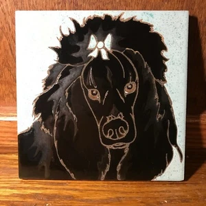 Caniche perro, corte estándar - azulejo pintado a mano por azulejo de calabaza - 6 x 6" - D106K - Imagen 1 de 1