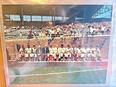 Wrigley Field OLD TIMERS DAY 11x14 Signed by 10!! Spahn Feller, Appling, Banks + - Image 1 of 4