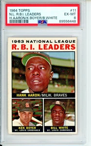 1964 Topps NL RBI Leaders baseball card, PSA graded EX-MT 6, #11 in the set HOF - Picture 1 of 2