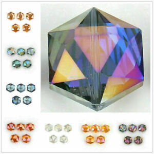 Hexagon Faceted Crystal Glass Charms Loose Spacer Rondelle Beads 14mm 18mm 10Pcs