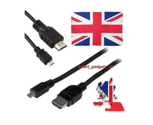 2X Cavo HDMI a MICRO USB Cavo PORTATILE/PS3/HOME CINEMA/PLASMA,LED,HD TV/BLUE RAY - Foto 1 di 1
