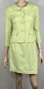 Vintage Talbots Petites Green Boucle Skirt Suit - Size 8 - Picture 1 of 12