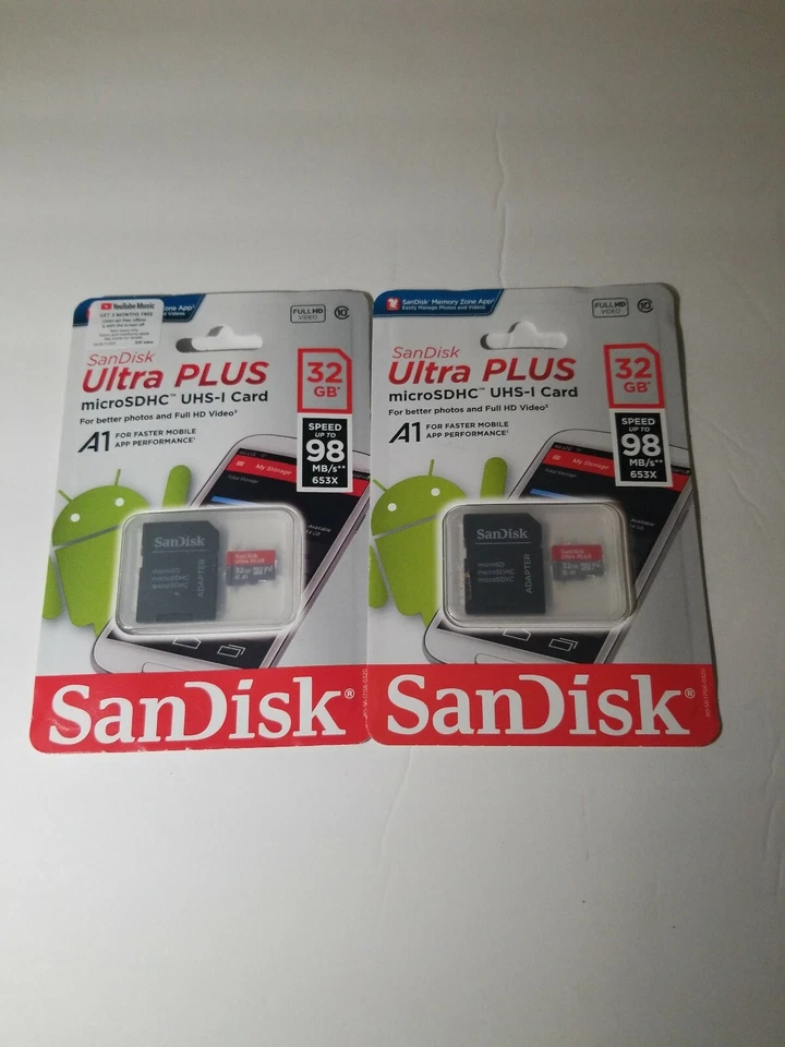 SanDisk® Ultra PLUS microSDHC UHS-I Cards With Adapter 32GB Pack Of 2 Cards 1501 - Image 1 of 1