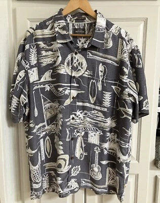QUIKSILVER Men's S/S Button-Up Shirt SLACK LINE - Black - XL Waikiki Honolulu - Image 1 of 4