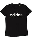 Adidas Womens Graphic T-Shirt Top Uk 10 Small Black Cotton Ae12