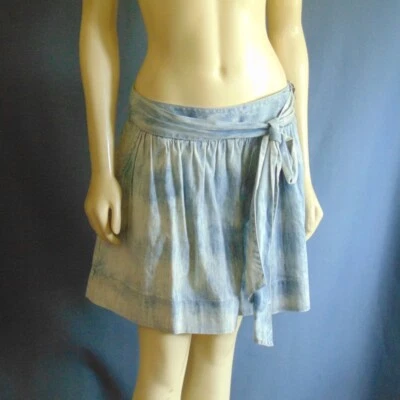 Juicy Couture NWT Acid Washed Calumet Denim Faux Wrap Mini  $173 Skirt 12 - Image 1 of 4
