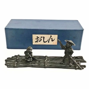 Japanese Oshin Paperweight Bunchin Rowing a Boat Takaoka Masashi Natorikawa JP - Picture 1 of 12