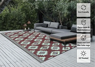 9x12 Outdoor Plastic Straw Patio Rugs rv Camping mat waterproof Used-Display - Image 1 of 4