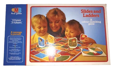 Vintage 1986 MB FIRST GAMES SLIDES & LADDERS BOARD GAME AGE 3+ COMPLETE  - Image 1 of 4