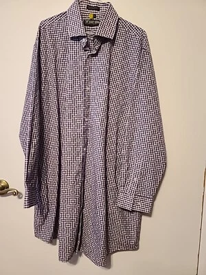 Camisa de vestir Stacy Adams para hombre 18 34/35 manga larga púrpura a cuadros bolsillo en el pecho Foto 1 de 4