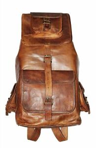 20" New Large Genuine Leather Backpack Rucksack Travel Bag For Men's and Women'