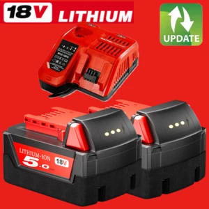 batterie Für Milwaukee M18 Akku M18B6 18V XC 5,0 Ah Li-Ion 48-11-1860 48-11-1852 - Bild 1 von 14