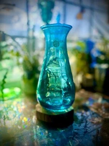 San Miguel Vidrios 100% Recycled BLUE Glass Bottle Vase - Picture 1 of 7