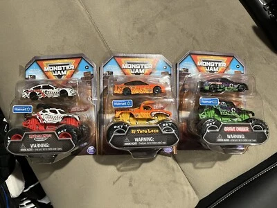 Monster Jam Car & Truck Set 1/64 Diecast Grave Digger Monster Mutt El Toro Loco - Image 1 of 2