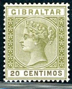 Gibraltar -1896 20c SG 24 * Used (003257) - Picture 1 of 3