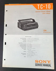 Sony TC-10 Cassette Tape Player Original Factory Service Guide Handbuch - Bild 1 von 3