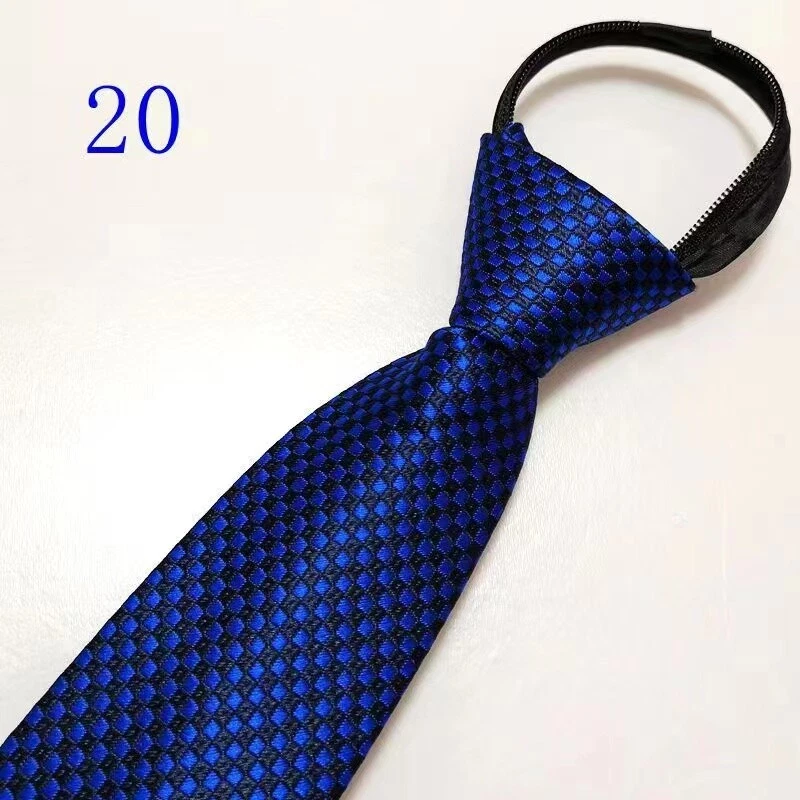 Men Fashion Solid Color Zipper Tie Wedding Party Formal Business Necktie - Image 1 of 2