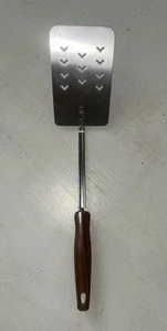 VTG Ekco Stainless Steel Spatula Flipper Turner Faux Wood Plastic Handle Chevron - Picture 1 of 2