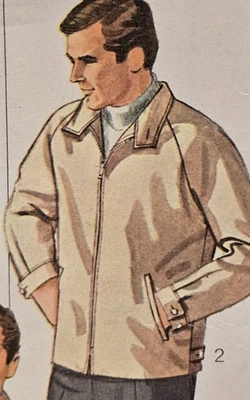 Simplicity 7744; ©1968; Men's Jacket and Swim-Shorts; Chest 34-36. Uncut, FF. - Image 1 of 4