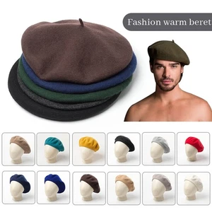 Hombres Mujeres Unisex Genial Mezcla Lana Fuerza Ejército Artista Francés Sombrero Gorra Boina Negro Gris - Imagen 1 de 40