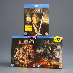 The Hobbit Three Part Trilogy Blu Ray Collection Bundle + Special Features Discs - Picture 1 of 4