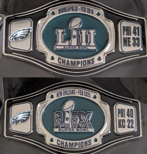 Philadelphia Eagles SUPER BOWL 52 59 WRESTLING BELT Team Exclusive Pin SET of 2 - Picture 1 of 16