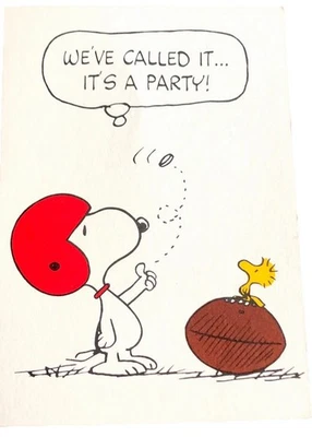 Snoopy Football Superbowl Party Invitations  Lot of 6 - Image 1 of 4