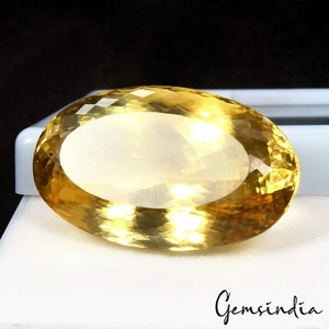 77.55 Cts Natural Untreated Brazilian Yellow Citrine Oval Faceted Huge Loose Gem - Picture 1 of 7