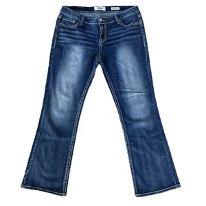 Daytrip Jeans Damen 32R Mila Bootcut Stretch Pattentaschen Schlag Schnurrhaare Denim - Bild 1 von 10
