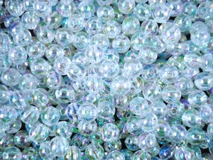 Beads 6mm Round Clear Rainbow 25g Plastic DIY Jewellery Spacers Necklace - Bild 1 von 2