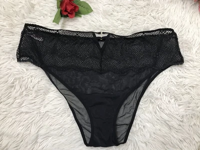 Calcinha feminina de renda com acabamento meia-noite preta malha biquíni renda Adore Me 3XL - Imagem 1 de 4