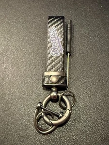 Keychain For LA Dodgers Purple Logo Baseball MLB Carbon Fiber Design Black NWT - Picture 1 of 13