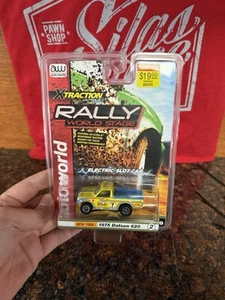 Datsun 620 1975 NUEVA HERRAMIENTA amarillo Rally World Stage HO Slot Car AW Xtraction SC393 - Imagen 1 de 2