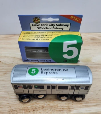 Munipals Wooden Subway Train R142 MTA NYC-5 Lexington AV Express w/ Box - Image 1 of 4