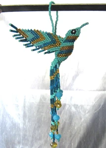 Perlen Kolibri Türkis Ornament Deko Dekoration - Bild 1 von 4