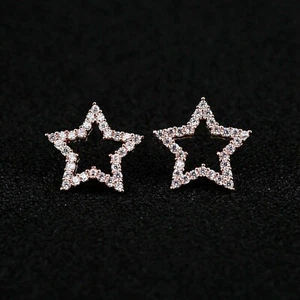 14K Rose Vergoldet 0.60Ct Rund Schliff Simulierte Diamant Offen Star Ohrstecker - Bild 1 von 5