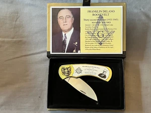 Free Mason Franklin Delano Roosevelt Pocket Knife Square Compass President NEW! - Picture 1 of 5