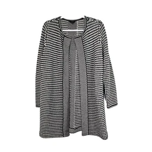 Cárdigan túnica suéter mediano de lana merino pura gruesa tejido abierto Talbots para mujer  - Imagen 1 de 11