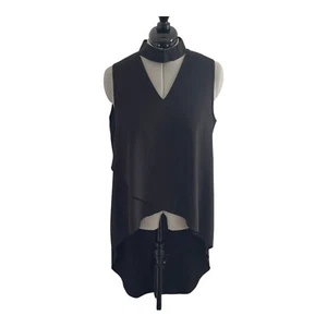 Shein Damen schwarze ärmellose Bluse asymmetrischer Saum V-Ausschnitt Cutout Top Gr. XL - Bild 1 von 13