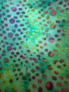 1.3 yds x 45” Teal Blue Cotton Dots Pattern Batik Fabric Quilting Craft Apparel - Picture 1 of 4