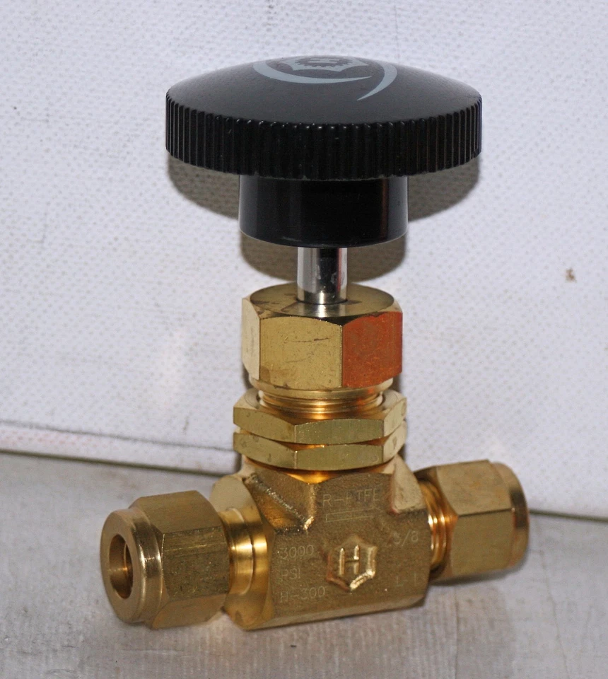 3/8"  Tube Fitting Brass Needle Valve (3000 Psi) Ham-Let H-300 - Image 1 of 1