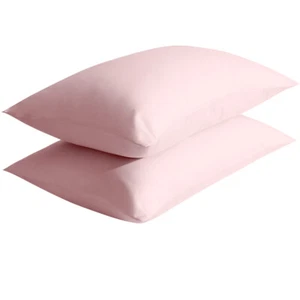 100% Cotton Pillowcase 2 Pack Soft Breathable Pillow Case Queen King 17 Colors - Picture 1 of 26