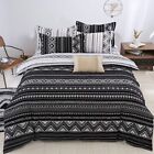 Boho Bed in a Bag Comforter Queen,7 Pieces Black and White Aztec Comforter Se...