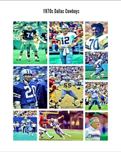 1970s Dallas Cowboys GridironArt Team Set 8x10 art photo Staubach Dorsett - Picture 1 of 11