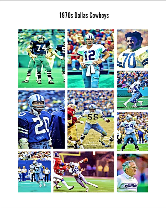 1970s Dallas Cowboys GridironArt Team Set 8x10 art photo Staubach Dorsett - Image 1 of 4