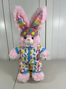 💖 Build a Bear Pink Pawsome Bunny Rabbit Rainbow Ears w/ Peeps Sleeper Pajamas - Picture 1 of 9