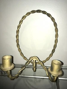 2 Vintage Cast Iron Candle Wall Sconce Twisted Metal Rope Rustic Farm House DIY - Picture 1 of 6