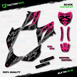 Gray & Pink Slick Racing Graphics Kit fits Kawasaki 10-25 Klx110 KLX 110 Decal - Picture 1 of 5
