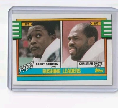 1990 Topps - #28 Barry Sanders, Christian Okoye - Image 1 of 2